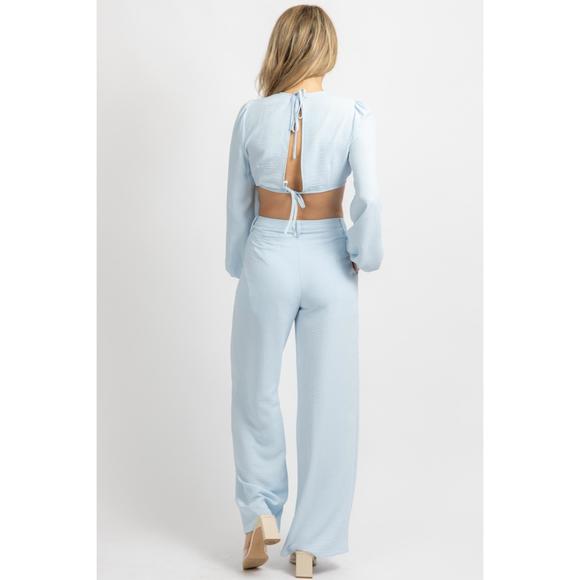 NEW MNI LOS ANGELES open front pant set in light blue - Picture 6 of 6